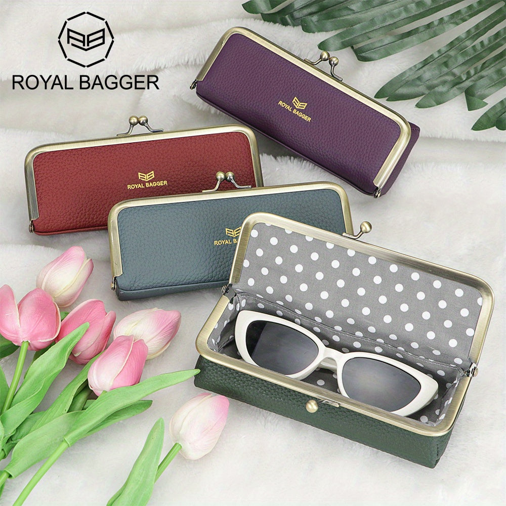 Royal Bagger Leather Glasses Case RFID Blocking Stylish Pencil Bag Coin Purse