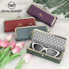 Royal Bagger Leather Glasses Case RFID Blocking Stylish Pencil Bag Coin Purse