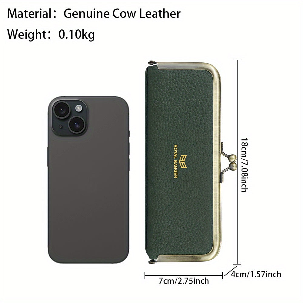 Royal Bagger Leather Glasses Case RFID Blocking Stylish Pencil Bag Coin Purse