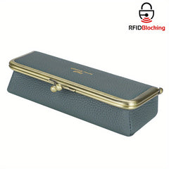 Royal Bagger Leather Glasses Case RFID Blocking Stylish Pencil Bag Coin Purse