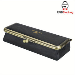 Royal Bagger Leather Glasses Case RFID Blocking Stylish Pencil Bag Coin Purse