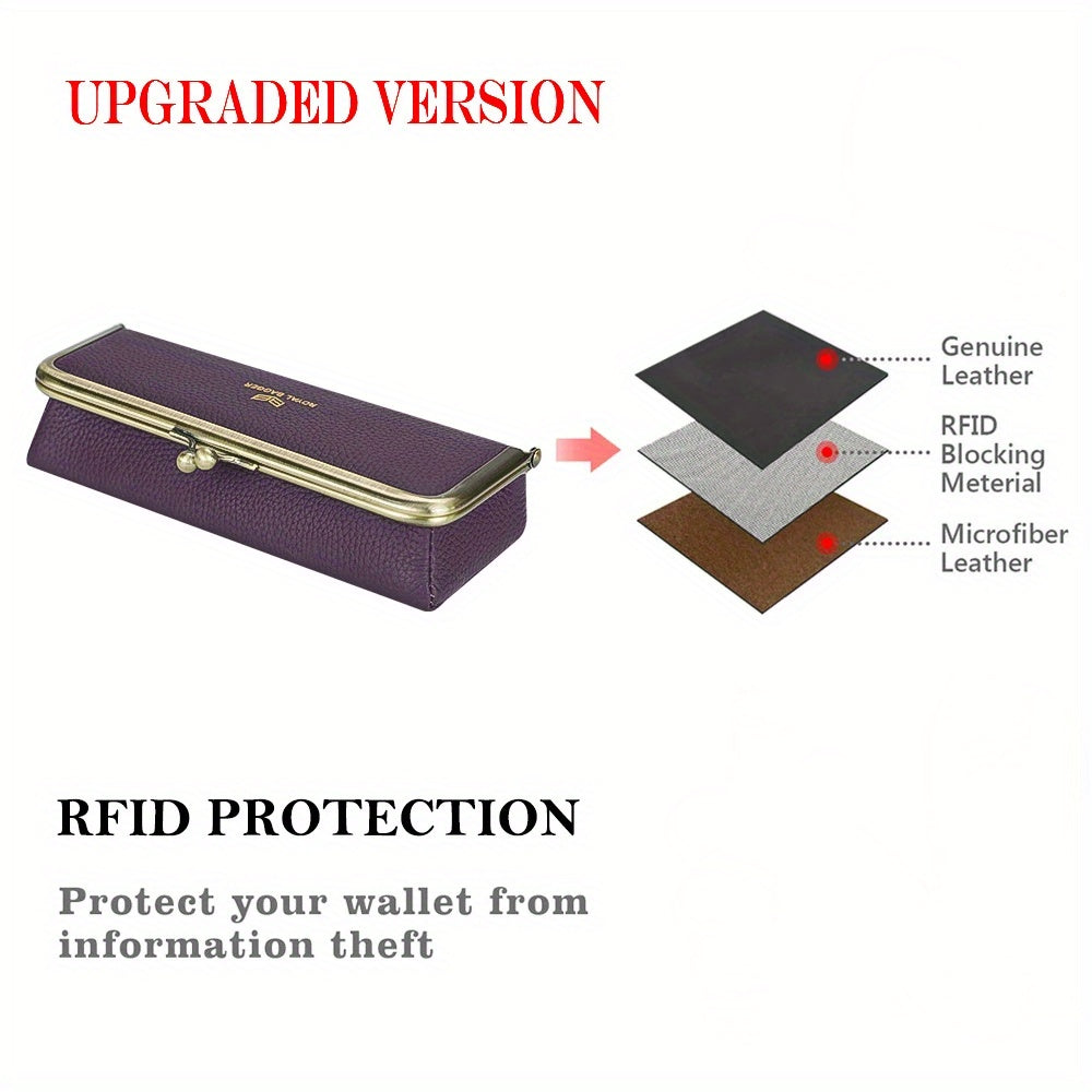 Royal Bagger Leather Glasses Case RFID Blocking Stylish Pencil Bag Coin Purse
