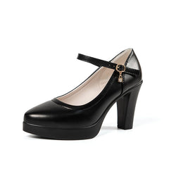 Rhinestone Chunky Heeled Pumps Round Toe Anti-slip High Heels