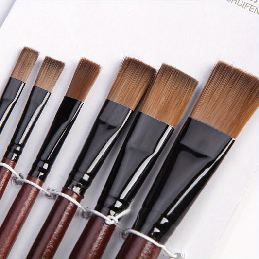 6pcs Artist Paint Brush Set Nylon Bristles Acrylic Watercolor Painting Kit