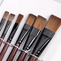 6pcs Artist Paint Brush Set Nylon Bristles Acrylic Watercolor Painting Kit
