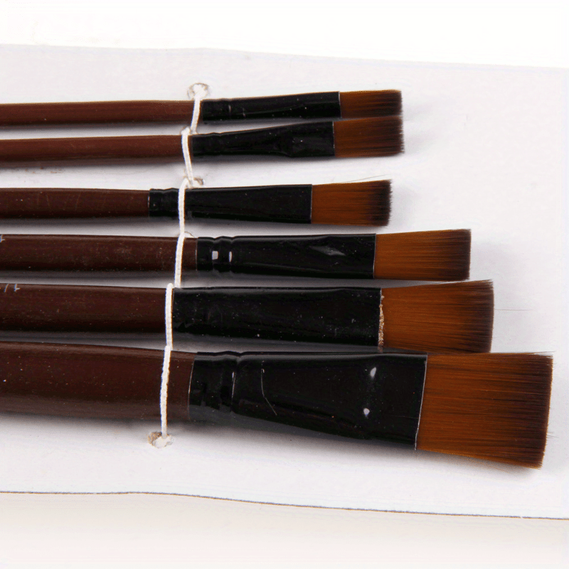 6pcs Artist Paint Brush Set Nylon Bristles Acrylic Watercolor Painting Kit