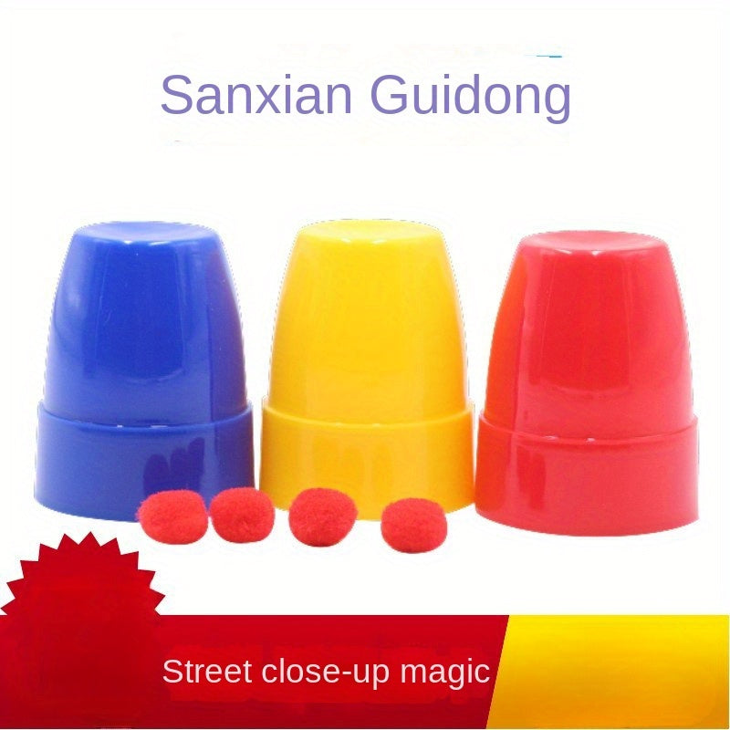 Sanxian Guidong Magic Cups Set Plastic Close Up Magic Trick Novelty Toy