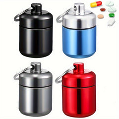 Waterproof Pill Container Mini Box Keychain Metal Organizer Portable Pocket