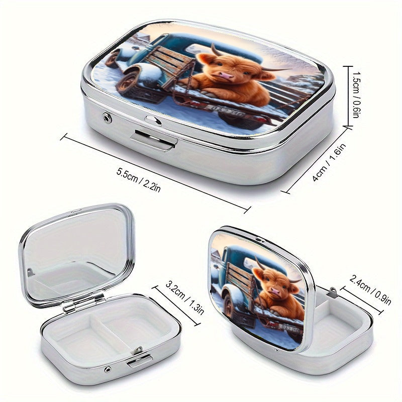 Niuniu Pill Box 2 Compartment Rectangular Decorative Organizer