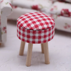 Dollhouse Stools Set Wooden Furniture with Tablecloths for Home Decor