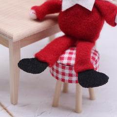 Dollhouse Stools Set Wooden Furniture with Tablecloths for Home Decor