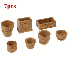 7pcs Bonsai Flower Pot Set Fairy Garden Decor
