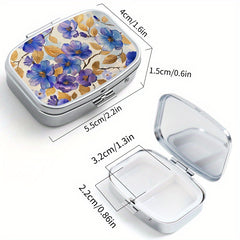 Golden Leaf Flower Pattern Printed Pill Box Set - Portable Medicine Organizer