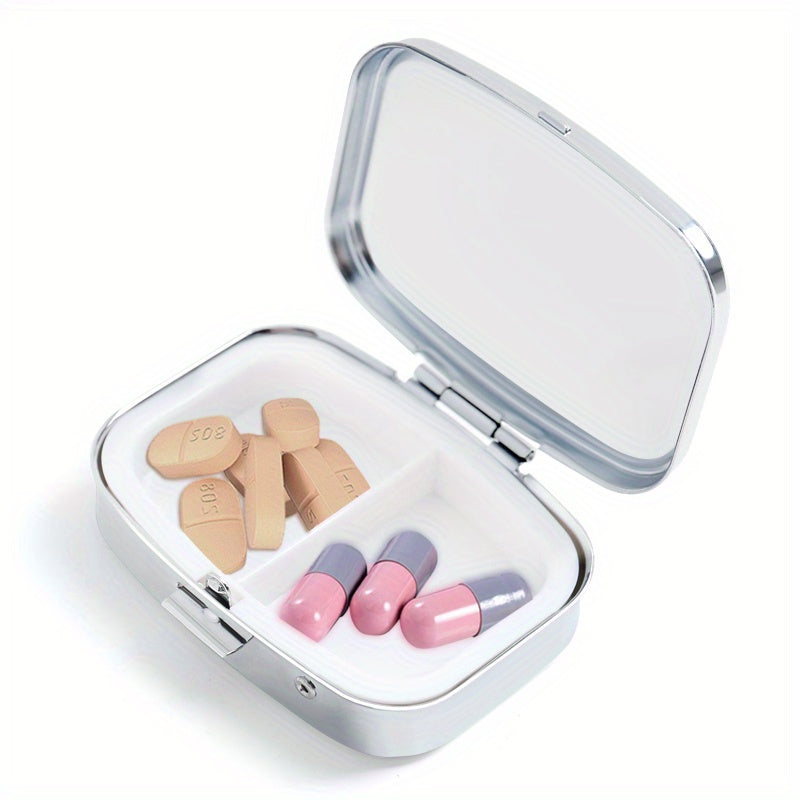 2pcs Tulip Pattern Pill Boxes Portable Medicine Case 3 Compartments for Travel