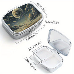 2pcs Dandelion Print Pill Organizer Set with 3 Compartments, 2 Com Box