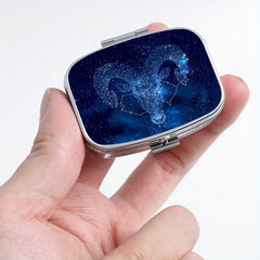 2pcs Starry Sky Sheep Print Pill Organizer Set with 3 Compartments