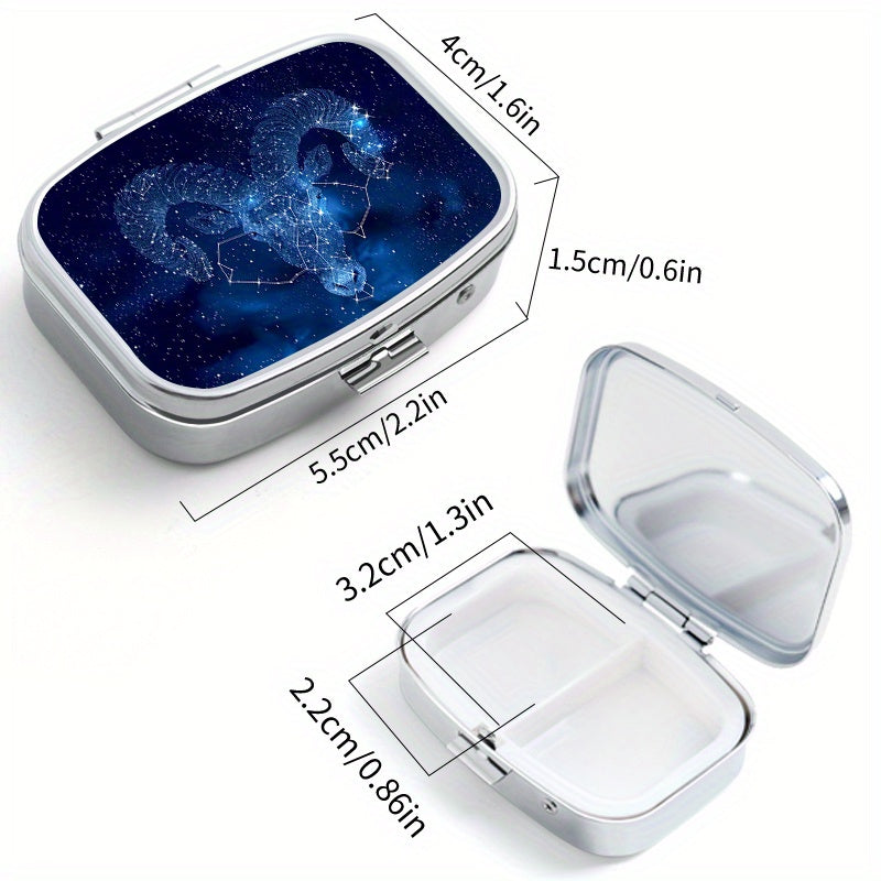 2pcs Starry Sky Sheep Print Pill Organizer Set with 3 Compartments