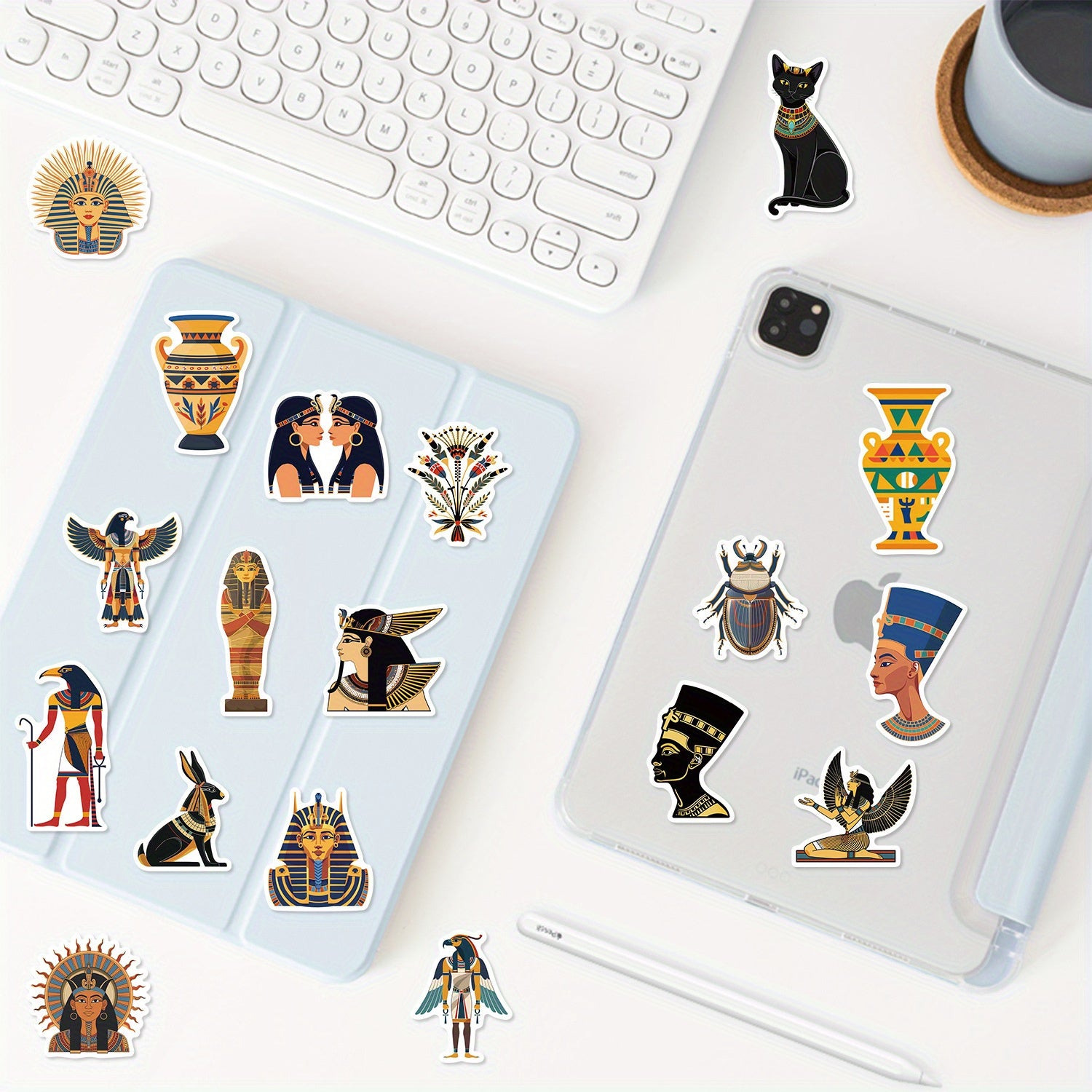 50pcs Egyptian Vinyl Stickers for Laptop Phone - Waterproof Sticker