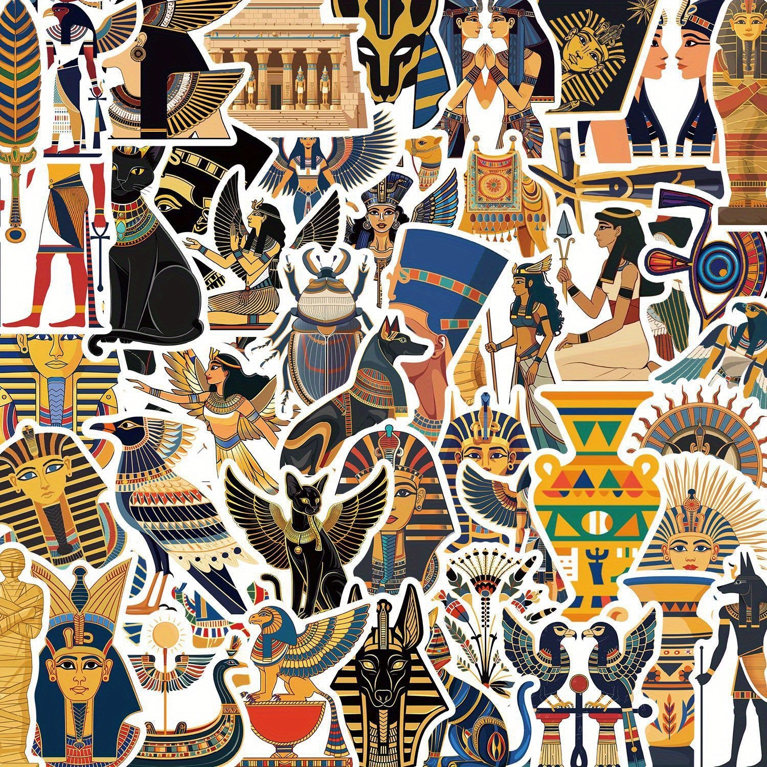 50pcs Egyptian Vinyl Stickers for Laptop Phone - Waterproof Sticker