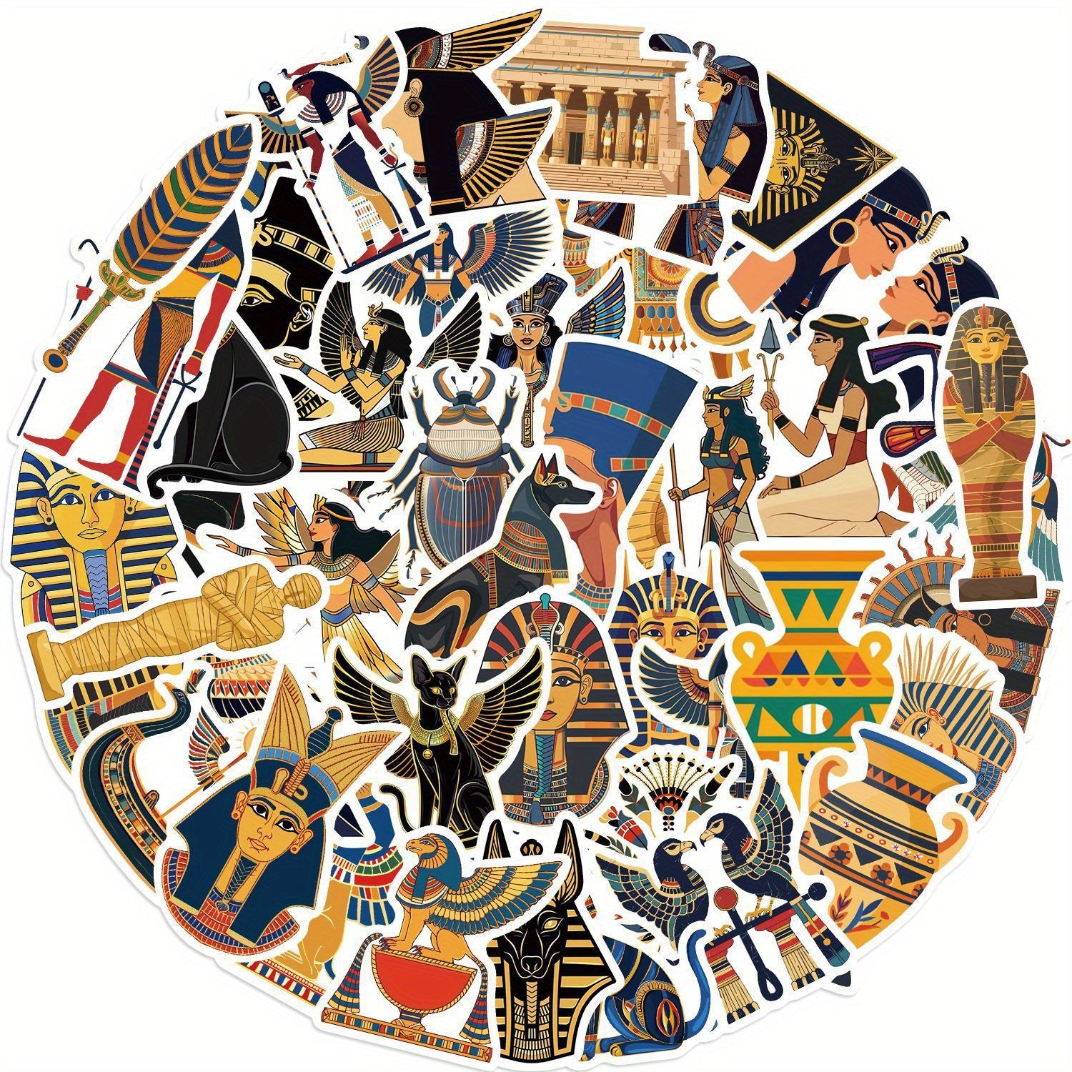 50pcs Egyptian Vinyl Stickers for Laptop Phone - Waterproof Sticker