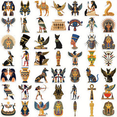 50pcs Egyptian Vinyl Stickers for Laptop Phone - Waterproof Sticker