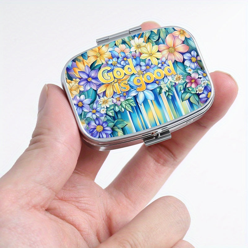 Faith Patterned Pill Boxes Set of 2 with 3 & 2 Compartments
