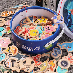 Wooden Ocean Fishing Toys - Interactive Magnetic Fish Game