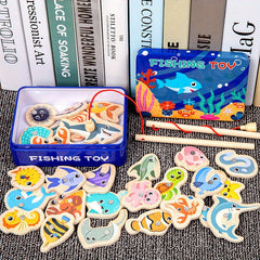 Wooden Ocean Fishing Toys - Interactive Magnetic Fish Game
