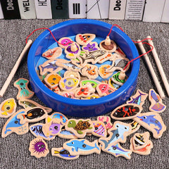 Wooden Ocean Fishing Toys - Interactive Magnetic Fish Game
