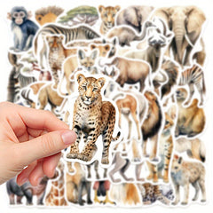 50pcs African Animal Stickers Pack PVC Decals Reusable Self Adhesive Mixed Shape