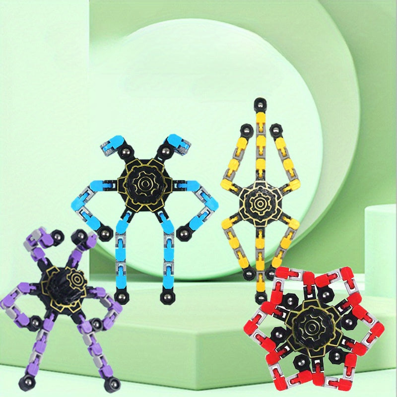 4 Pack Fidget Spinner Robot Toy DIY Transforming Robot Rubber Material