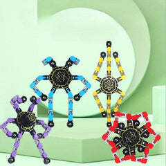 4 Pack Fidget Spinner Robot Toy DIY Transforming Robot Rubber Material