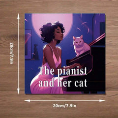 Deluxe Paint By Number Kit The Pianist and Her Cat 22 Page Art Book