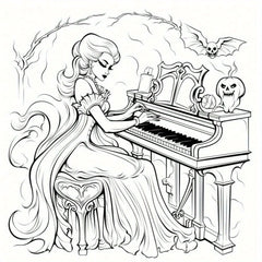Deluxe Paint By Number Kit The Pianist and Her Cat 22 Page Art Book