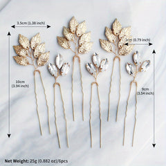 Leaf & Rhinestone Hair Pin for Bridal Wedding Styling