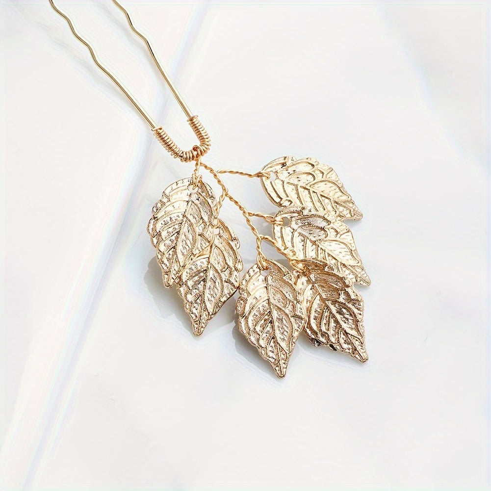 Leaf & Rhinestone Hair Pin for Bridal Wedding Styling