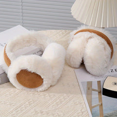 2pcs Faux Rabbit Fur Earmuffs for Women Soft Brown Winter Ear Warmers