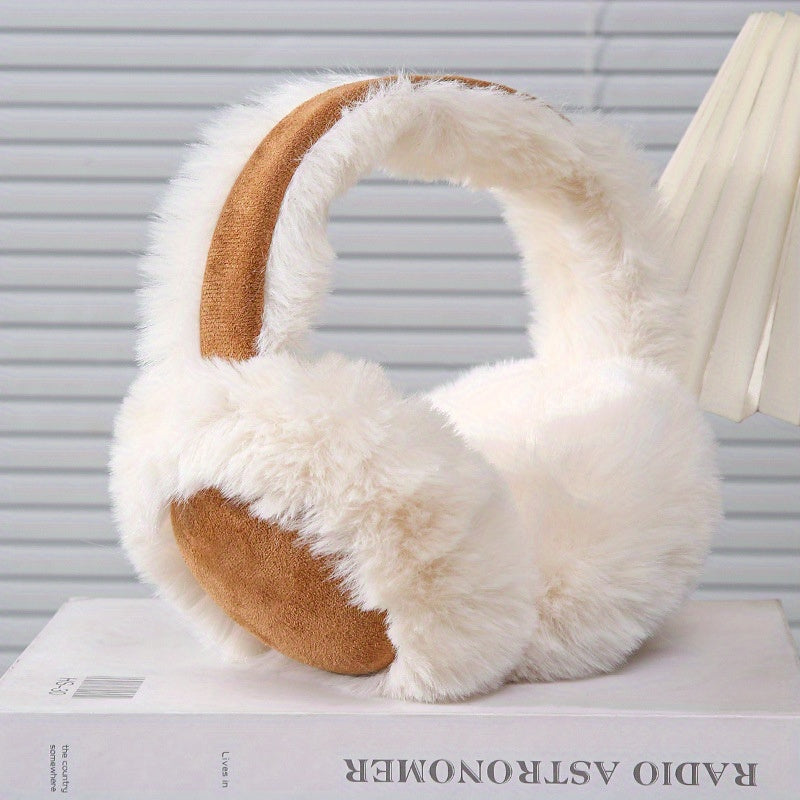 2pcs Faux Rabbit Fur Earmuffs for Women Soft Brown Winter Ear Warmers