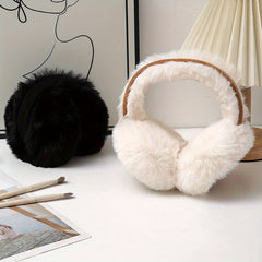 2pcs Faux Rabbit Fur Earmuffs for Women Soft Brown Winter Ear Warmers