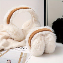 2pcs Faux Rabbit Fur Earmuffs for Women Soft Brown Winter Ear Warmers