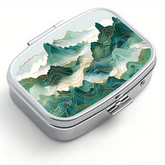 Scenic Print Pill Organizer Box for Travel Daily Use