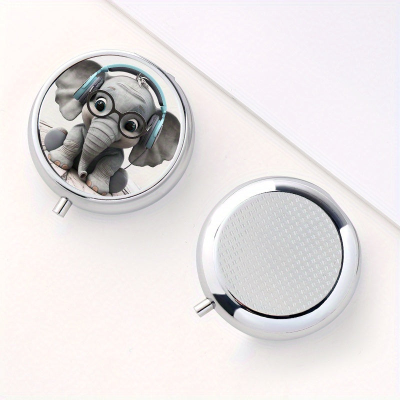 Elephant Pattern Medicine Organizer w/ 3 Compartments