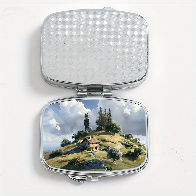 Scenic Print Pill Organizer Travel Medicine Case Jewelry Box