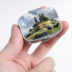 Scenic Print Pill Organizer Travel Medicine Case Jewelry Box