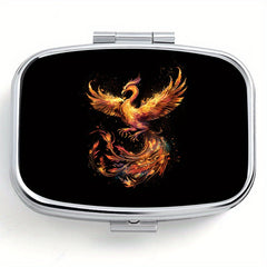 Phoenix Print Pill Organizer Metal Case for Travel & Outdoor