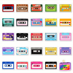 50pcs PVC Reusable Self Adhesive Cartoon Cassette Tape Stickers