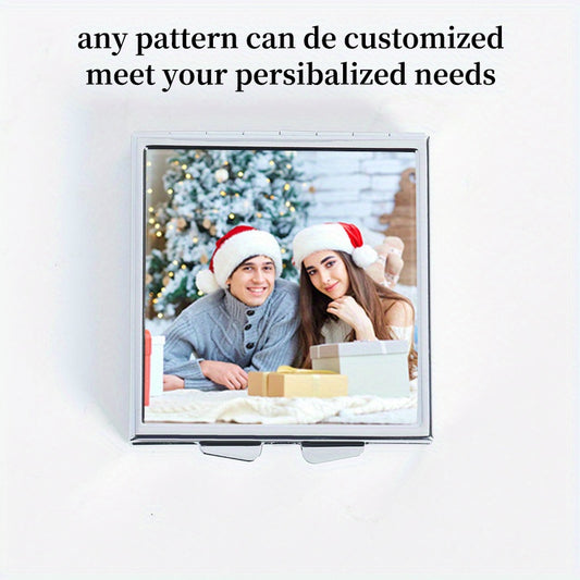 Customizable DIY Pattern Pill Organizer Metal Box Portable for Travel