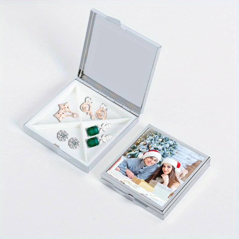 Customizable DIY Pattern Pill Organizer Metal Box Portable for Travel