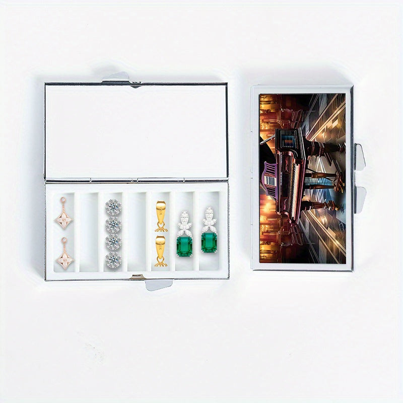 Piano Pattern Printed Rectangular Pill Box Mini Portable Pill Box