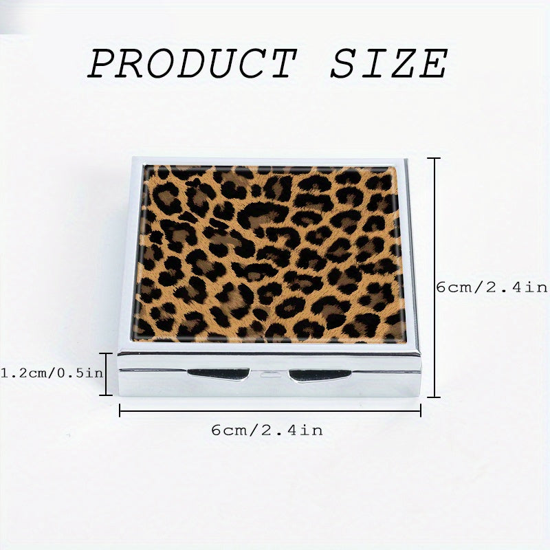 Leopard Print Medicine Box 4 Compartment Pill Box Portable Travel Outdoor